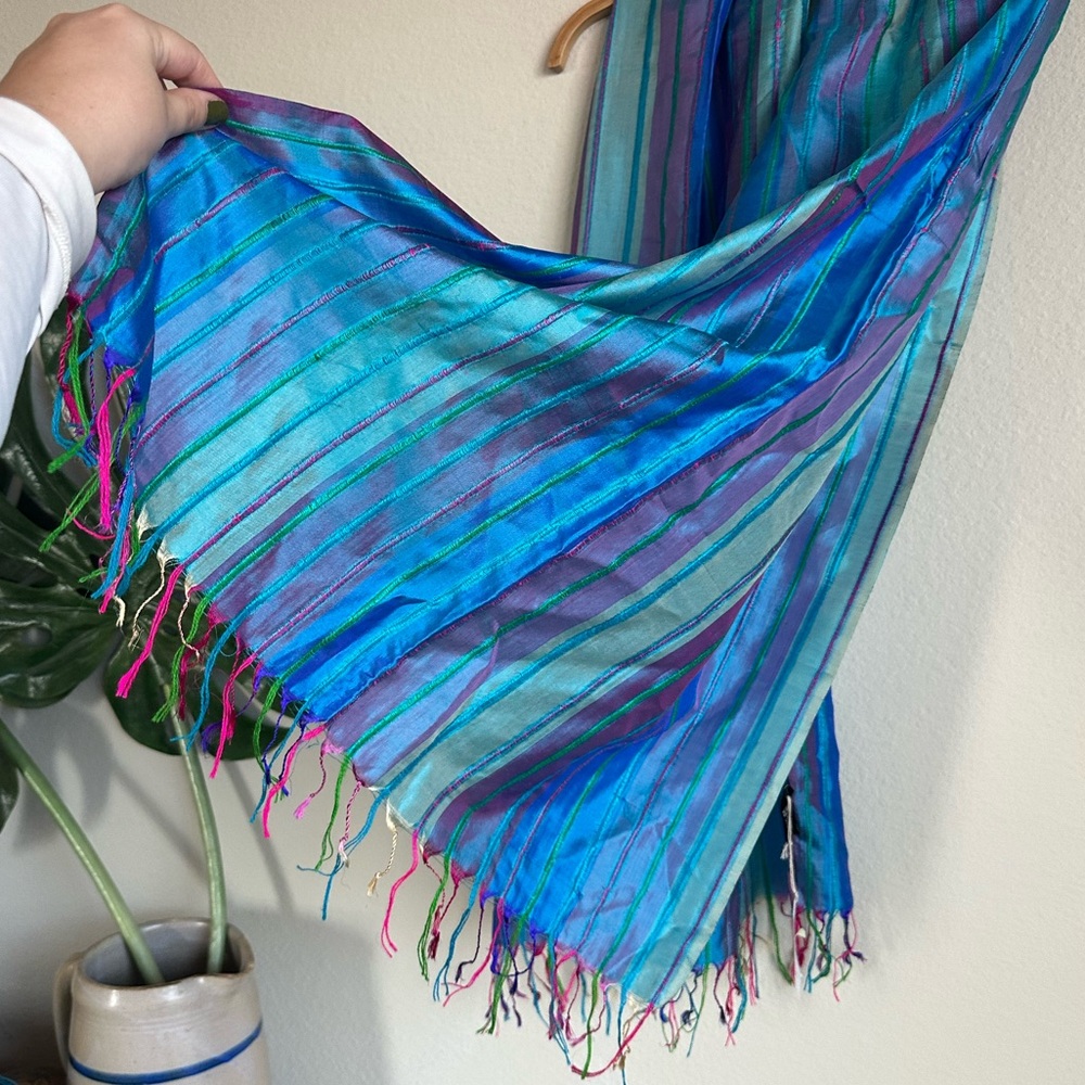 NWT Pappu Mama Blue Silk Scarf - Picture 11 of 12